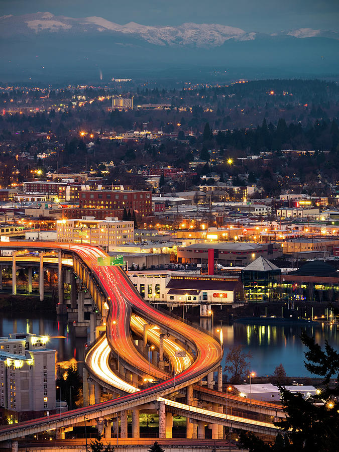 Portland at Night Photograph by Nicole Young