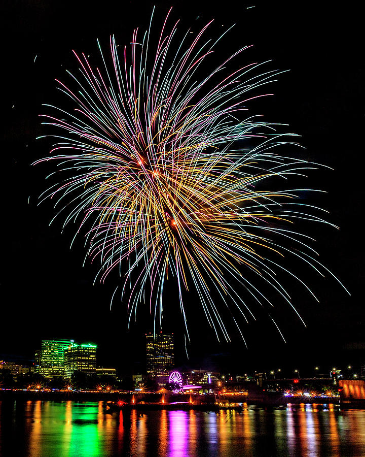 Portland Fireworks Extravaganza Photograph by Wes and Dotty Weber