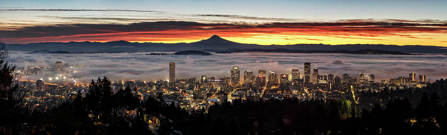 Portland Foggy Sunrise Photograph by Wes and Dotty Weber