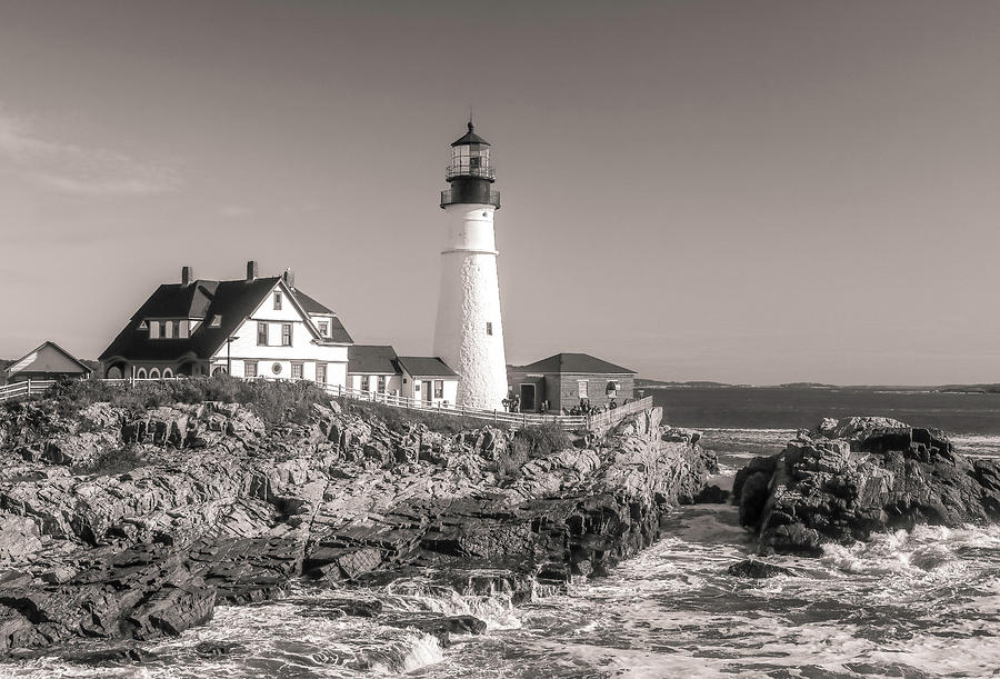 Portland Head Light Black And White by Dan Sproul Portland Head Light Black And White by Dan Sproul