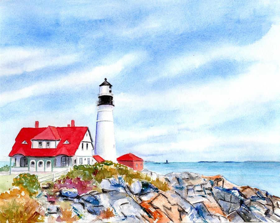 Portland Head Lighthouse Maine by Carlin Blahnik CarlinArtWatercolor Portland Head Lighthouse Maine by Carlin Blahnik CarlinArtWatercolor