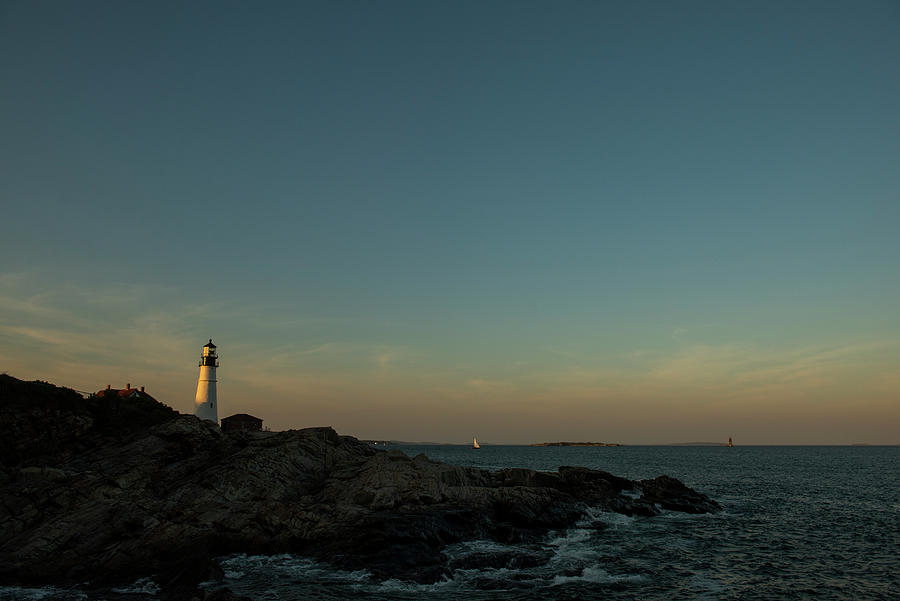 Portland Photograph - Portland Headlight In The Setting Sun On The Coast Of Maine by Cavan Images
