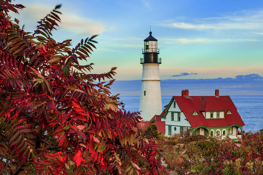 Portland Head Light Photograph - Portland Maine Lighthouse in Maine - Cape Elizabeth by Gregory Ballos