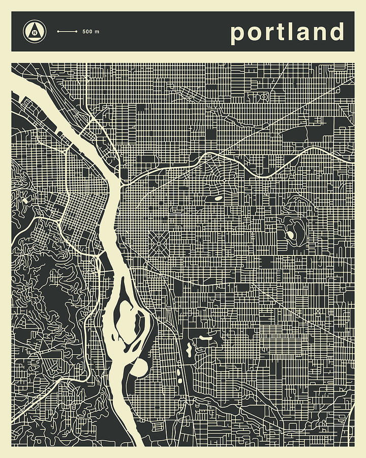 Portland Map 3 Digital Art by Jazzberry Blue
