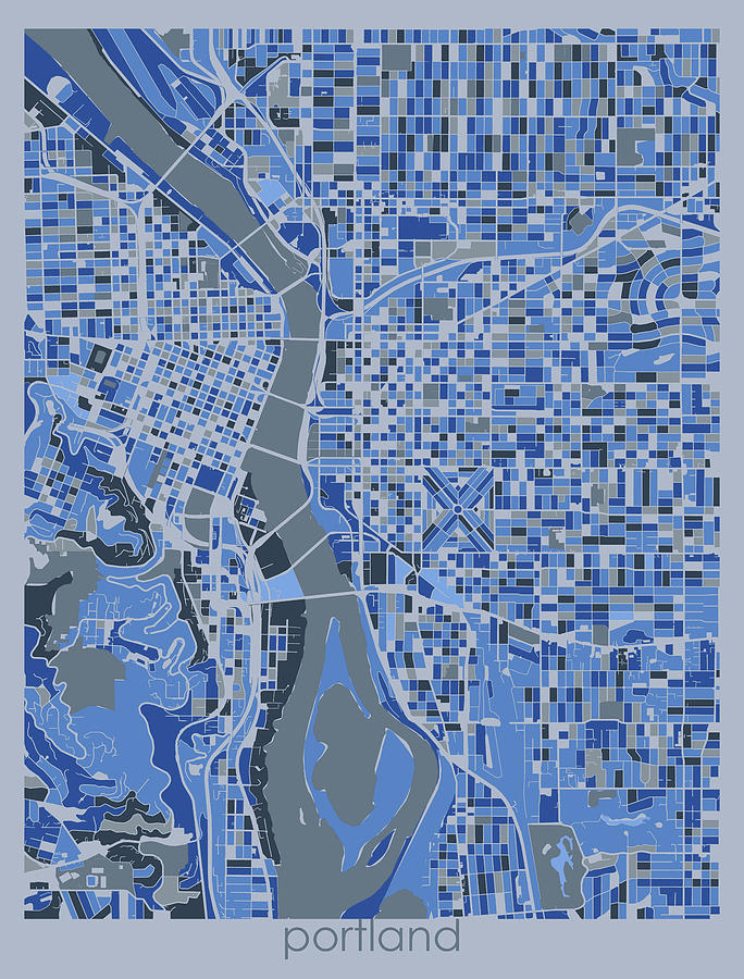 Portland Digital Art - Portland Map Retro 5 by Bekim M
