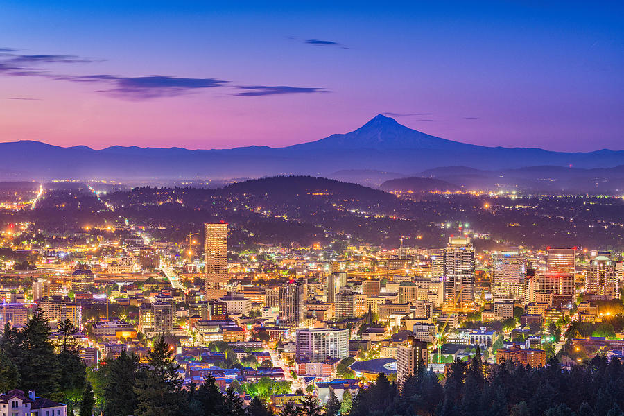 Portland Photograph - Portland, Oregon, Usa Downtown Skyline by Sean Pavone