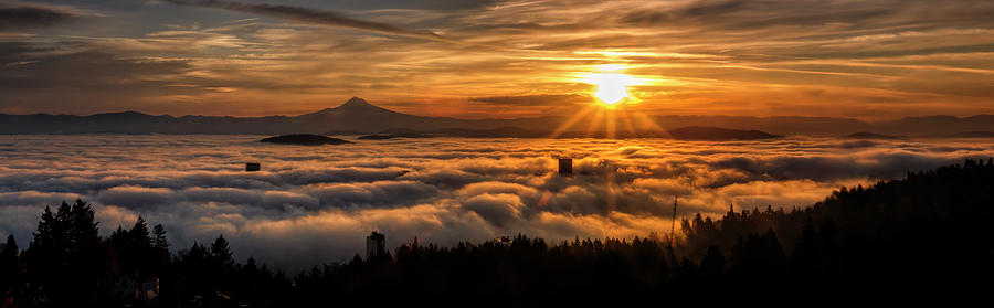 Portland Under A Gold Cloud Photograph by Wes and Dotty Weber