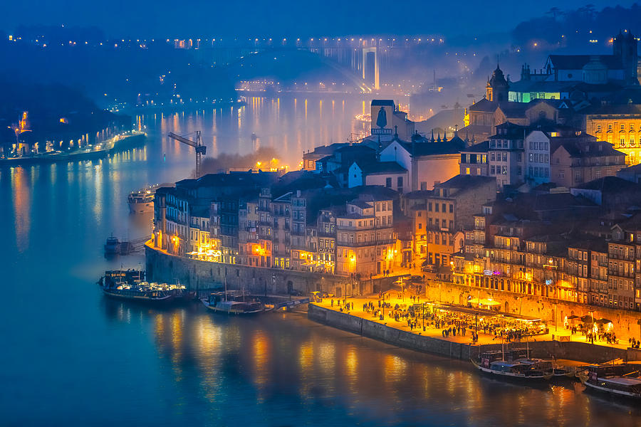 Landscape Photograph - Porto At Dusk by Jianping Yang