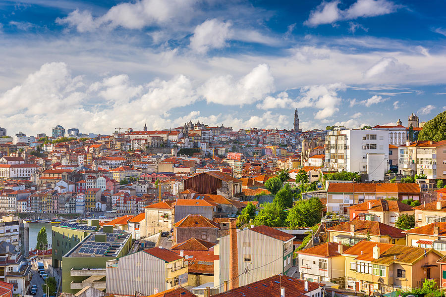 Landscape Photograph - Porto, Portugal Cityscape From Vila by Sean Pavone