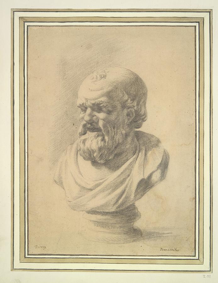 Portrait Bust Of Democritus Drawing by Jan De Bisschop