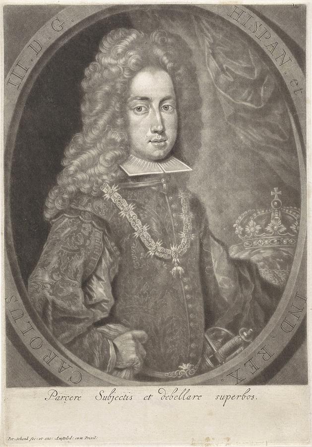 Portrait Charles VI, German emperor, Pieter Schenk I, 1670 - 1711 Painting by Pieter Schenk