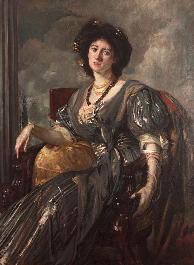 Portrait De Lady Michelham Painting by Jacques-emile Blanche