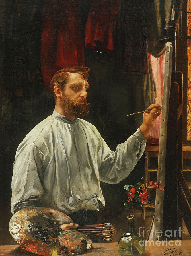 Portrait De Leon Frederic, Standing Half Length At His Easel, 1900 ...