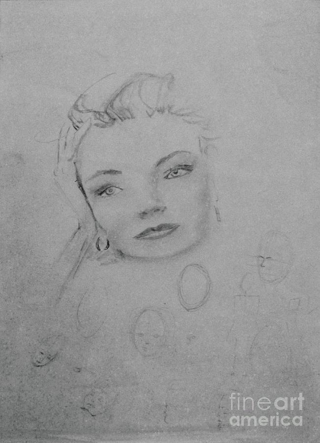 portrait drawing  II dreamy reminiscing  Drawing by Lizzy Forrester