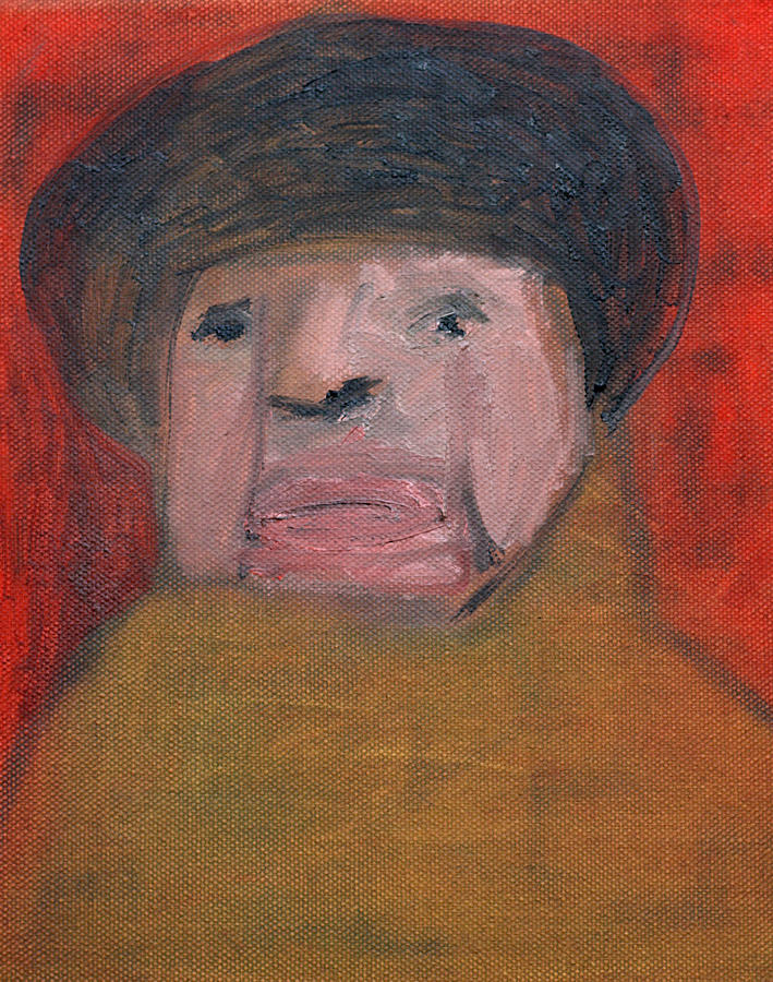 Portrait in a hat Painting by Edgeworth Johnstone