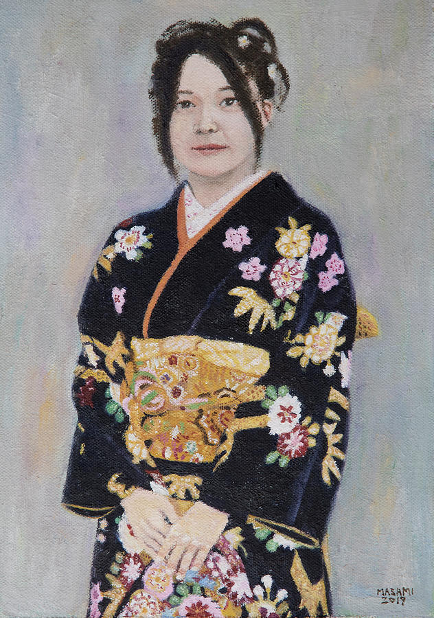 Portrait in Kimono Painting by Masami IIDA