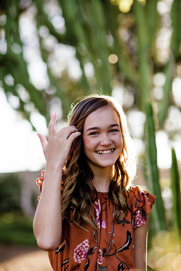 Portrait Of 14 Year Old Girl In Desert Garden In San Diego Photograph By Cavan Images Fine Art