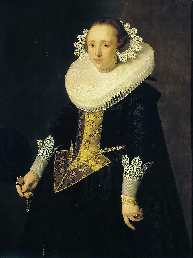 Portraiture Painting - Portrait Of A 22-year-old Woman by Nicolaes Eliasz. Pickenoy