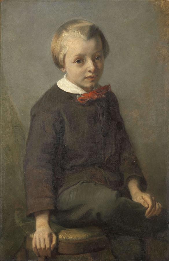 Portrait of a Boy. Painting by August Allebe -1838-1927-