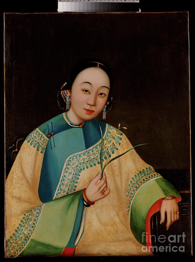 Portrait Of A Court Lady, Seated Half Length In An Embroidered Robe ...