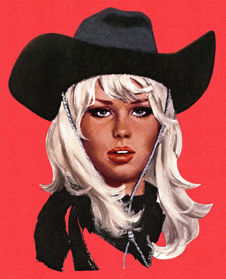 Vintage Drawing - Portrait of a Cowgirl by CSA Images