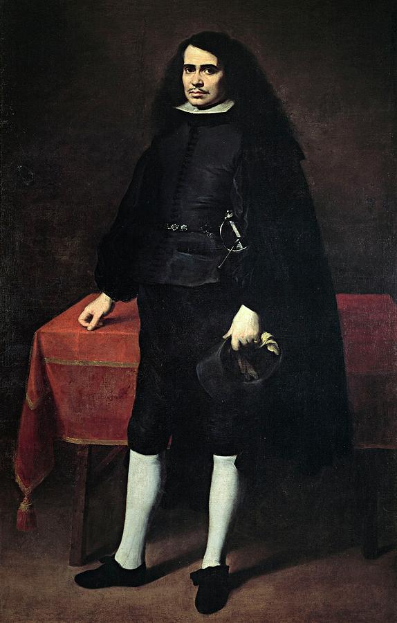 Portrait of a Gentleman, ca. 1660, Spanish School, Canvas, 199 cm ... Painting by Bartolome Esteban Murillo -1611-1682-