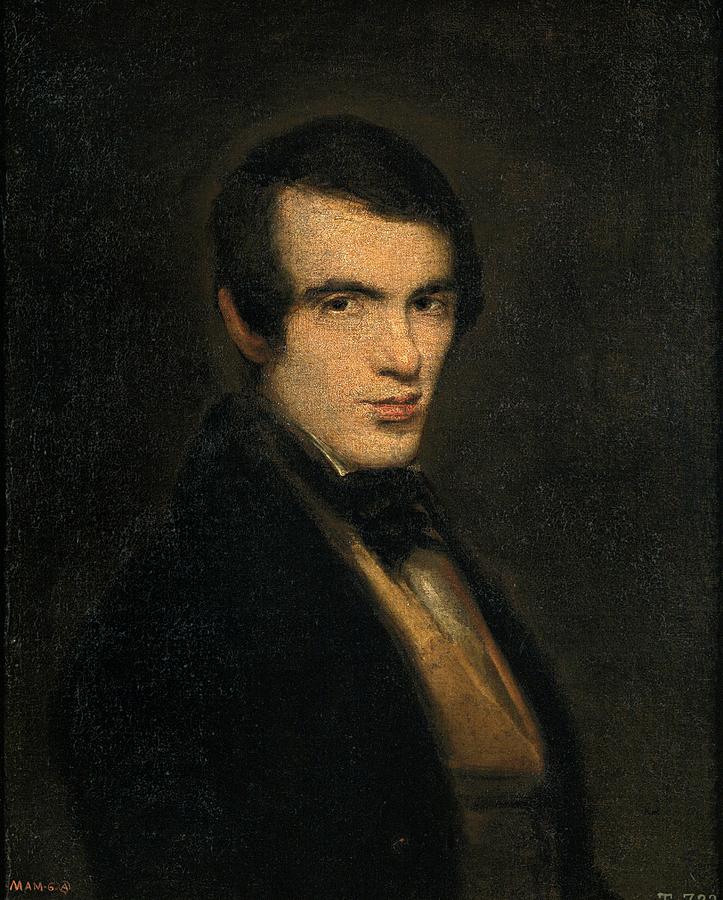 Portrait of a Gentleman, ca. 1843, Spanish School, Oil on canvas, 57... Painting by Leonardo Alenza y Nieto -1807-1845-