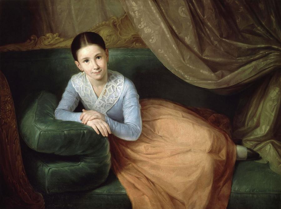 Portrait of a girl, 19th century. Painting by Antonio Maria Esquivel -1806-1857-