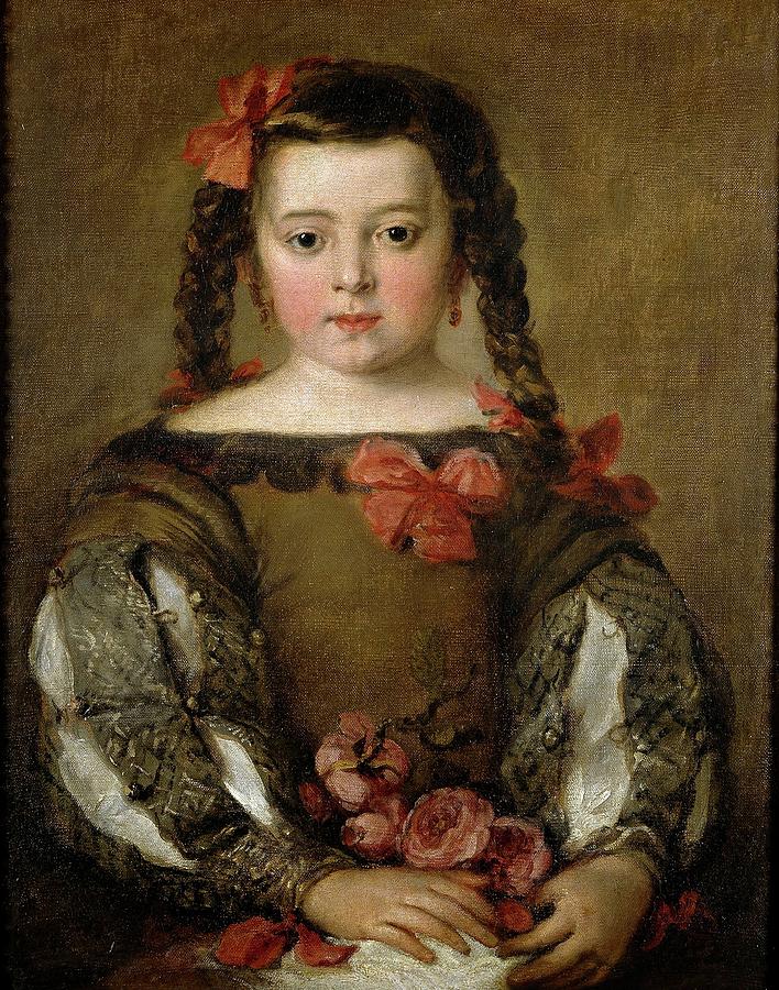 Portrait of a Girl, ca. 1660, Spanish School, Canvas, 58 cm x 46 cm, P01227. Painting by Jose Antolinez -1635-1675-