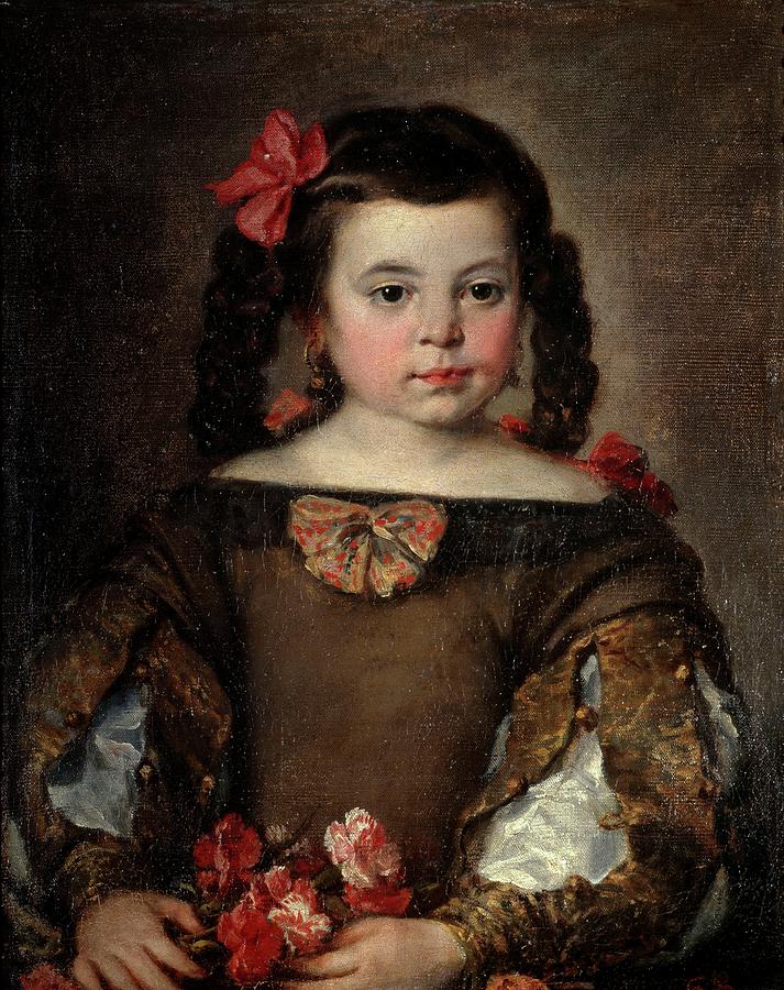 Portrait of a Girl, ca. 1660, Spanish School, Oil on canvas, 58 cm x 46 cm, P... Painting by Jose Antolinez -1635-1675-
