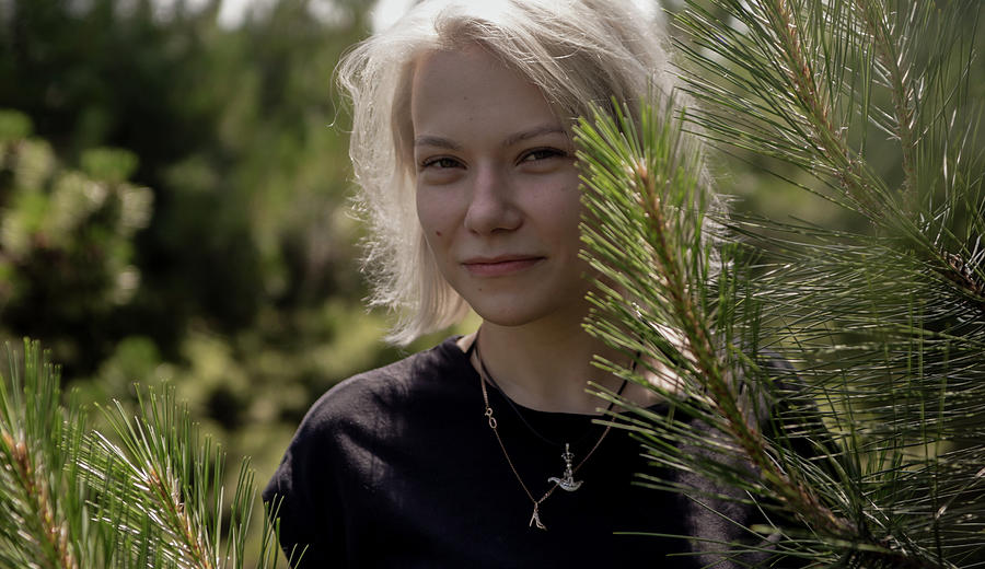 Portrait Of A Girl With White Hair In The Woods Photograph by Cavan ...