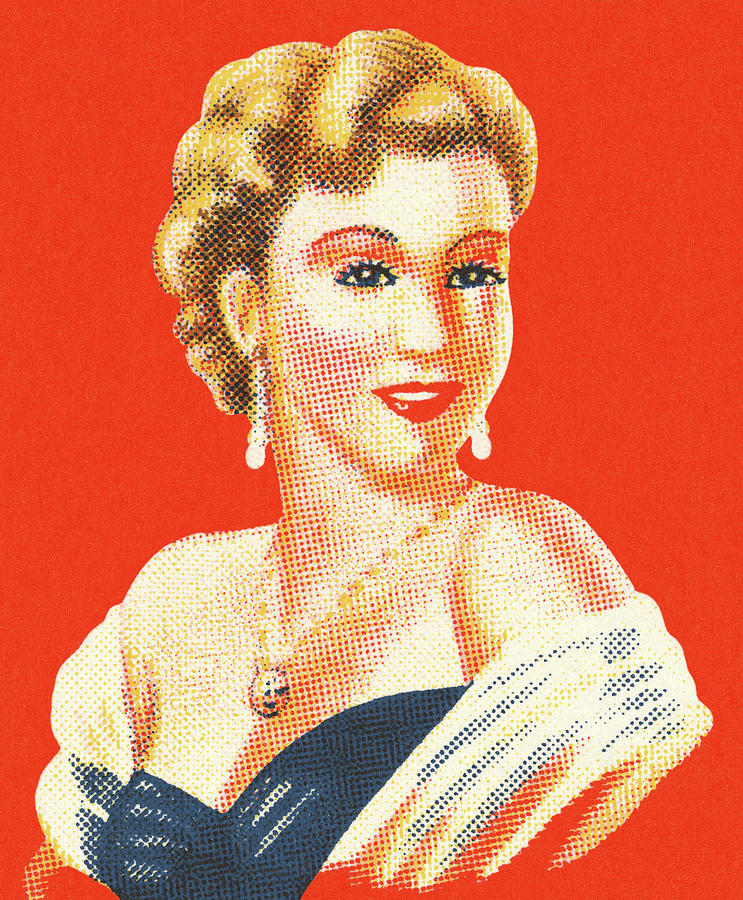 Vintage Drawing - Portrait of a Glamorous Lady by CSA Images
