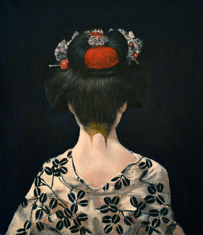 Portrait of a Japanese Geisha Painting by Escha Van den bogerd