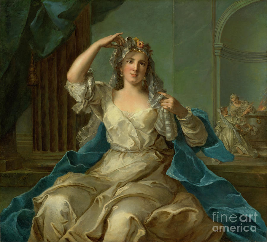 Portrait Of A Lady As A Vestal Virgin, 1759 Painting by Jean-marc Nattier