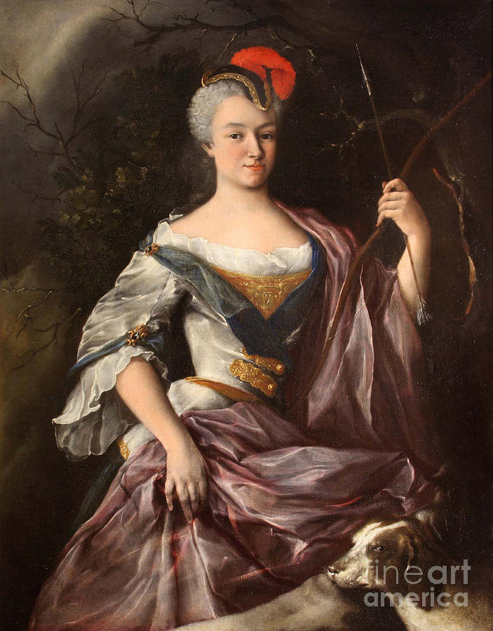 Portrait Of A Lady As Diana Drawing by Heritage Images