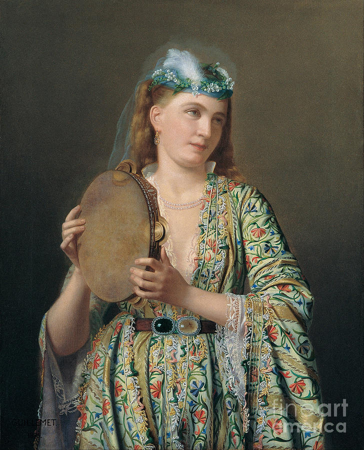 Portrait Of A Lady Of The Court Playing Drawing by Heritage Images