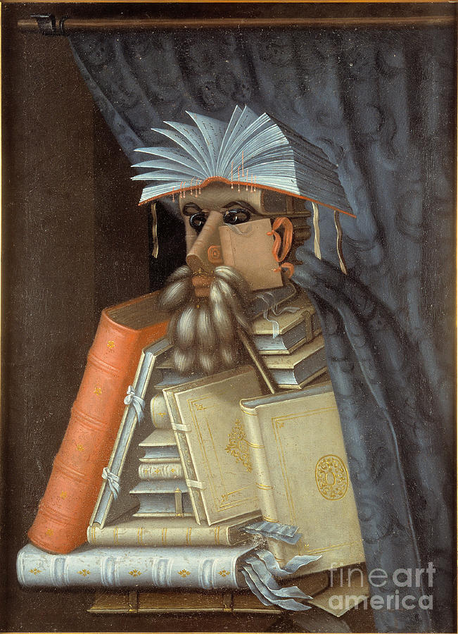 Book Painting - Portrait Of A Librarian, C.1566 by Giuseppe Arcimboldo