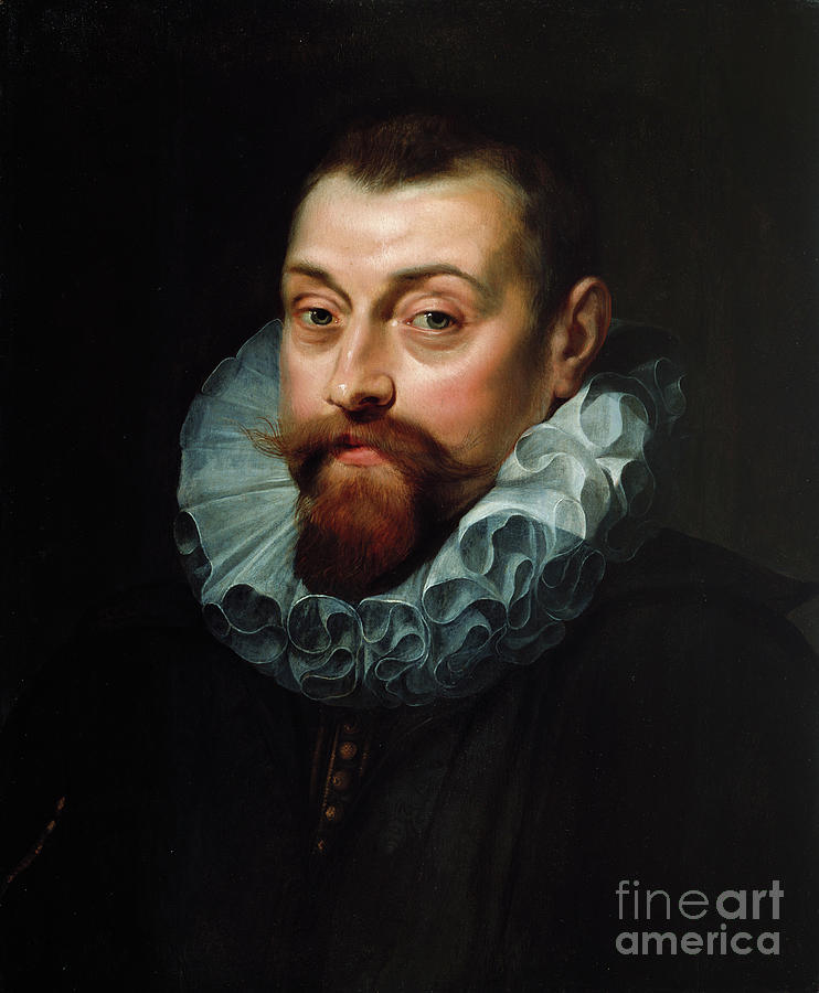 Portrait Of A Man, Bust Length, In Dark Costume With A White Ruff, C.1597-99 Painting by Peter Paul Rubens