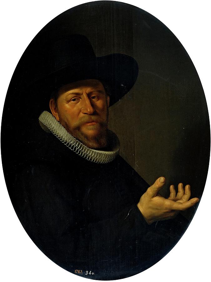 Portrait of a Man, ca. 1625, Dutch School, Oi... Painting by Werner van den Valckert -c 1585-despues 1635-
