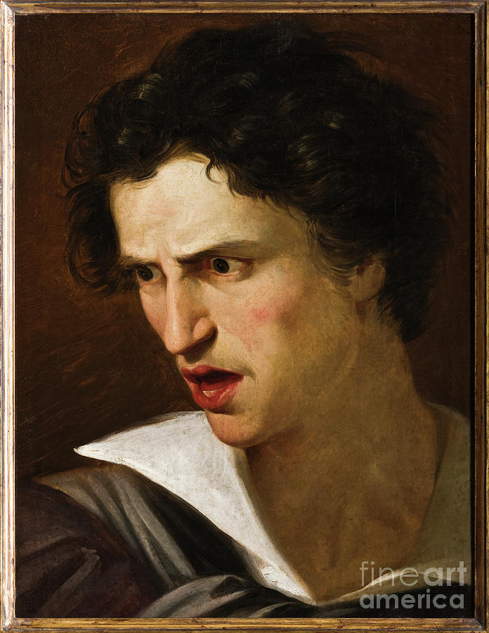 Portrait Of A Man Or The Mad Man, 1828 Painting by Adeodato Malatesta Or Malatesti