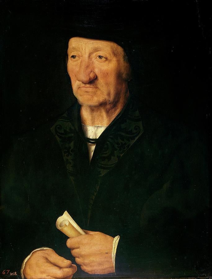Portrait of a Old Man, 1525-1527, Flemish School, Oil on panel, 62 cm x 47 cm,... Painting by Joos van Cleve -c 1485-c 1540-