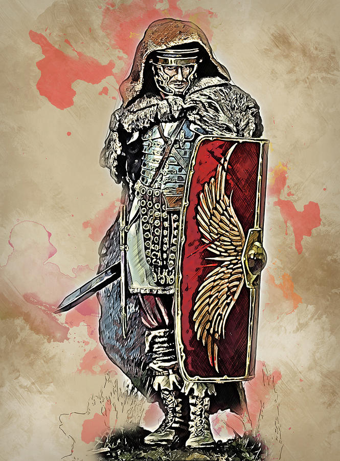 Portrait of a Roman Legionary - 37 Painting by AM FineArtPrints