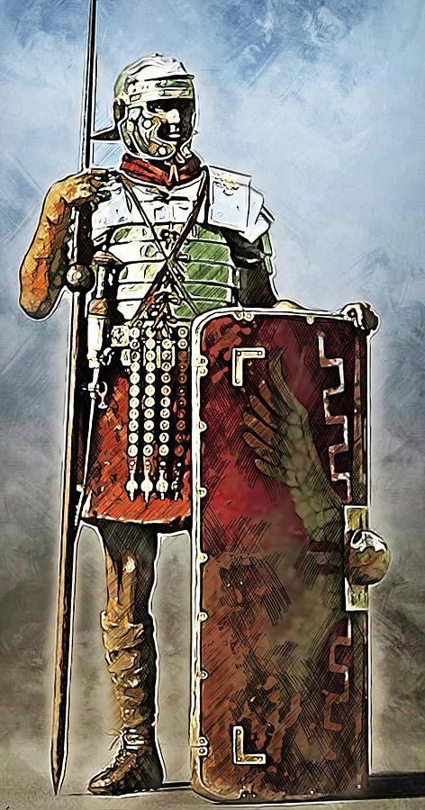 Portrait of a Roman Legionary - 40 Painting by AM FineArtPrints