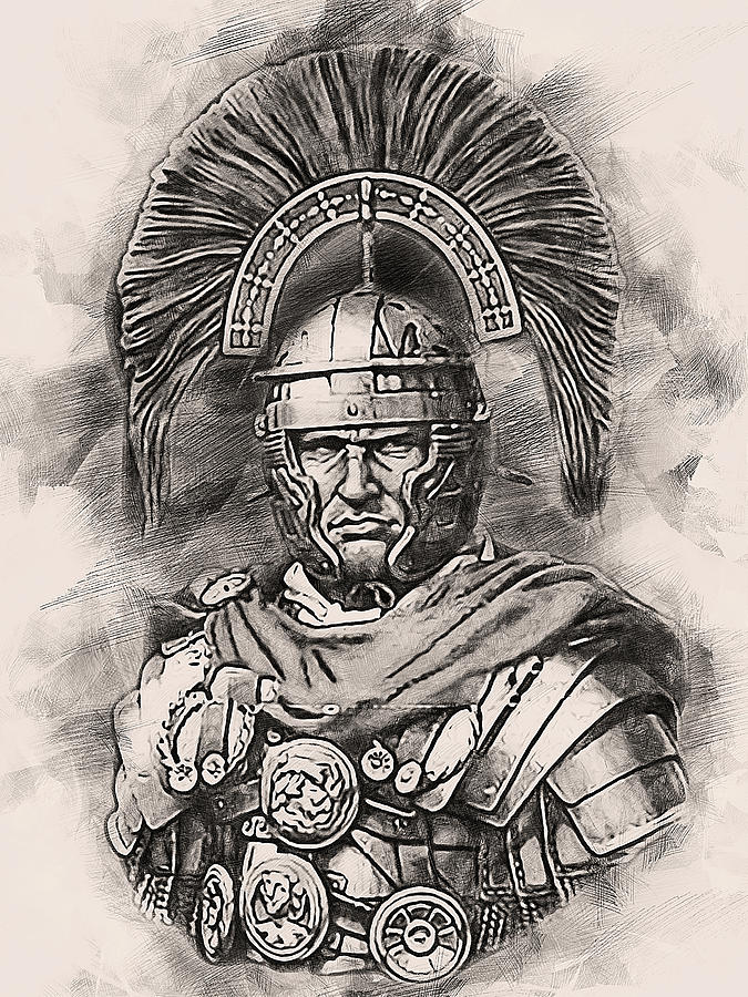 Portrait of a Roman Legionary - 50 Painting by AM FineArtPrints