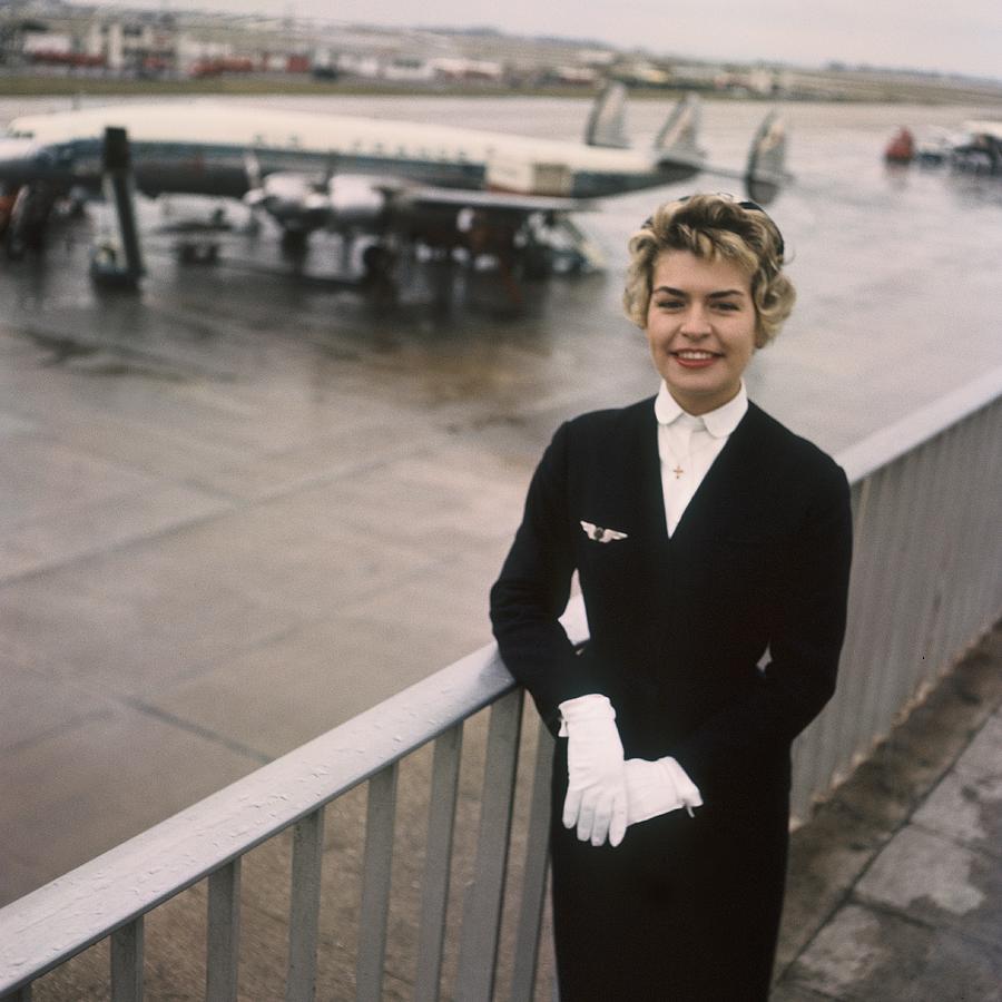 Portrait Of A Stewardess At Orly Photograph by Keystone-france