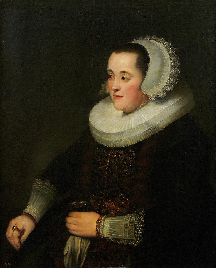 Portrait of a Woman, 17th century, Dutch Sch... Painting by Rembrandt -1606-1669-