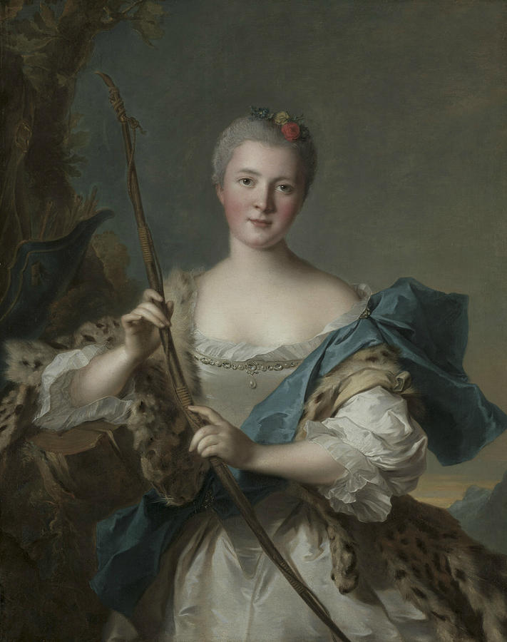Portrait of a Woman as Diana, 1752 Painting by Jean-Marc Nattier