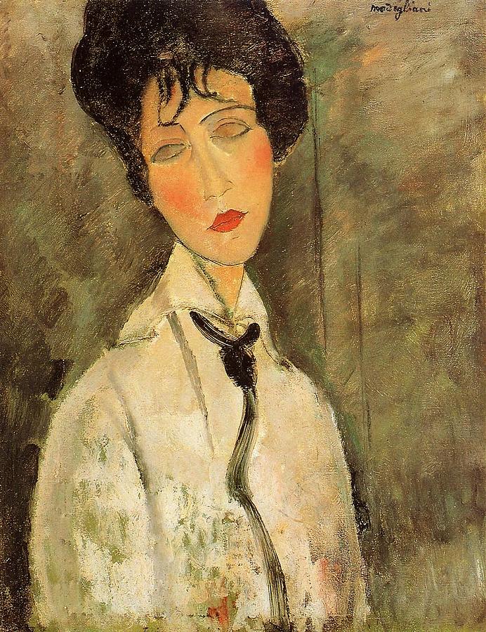 Portrait Of A Woman In A Black Tie - 1917 - Pc - Painting - Oil On Canvas Painting