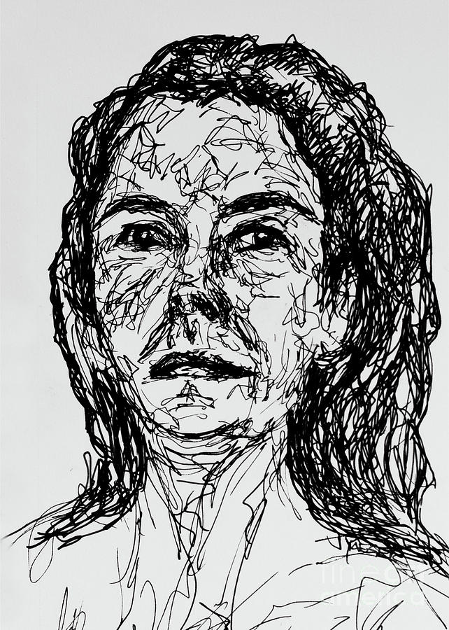 Portrait of a Woman in Ink Drawing by Robert Yaeger - Pixels