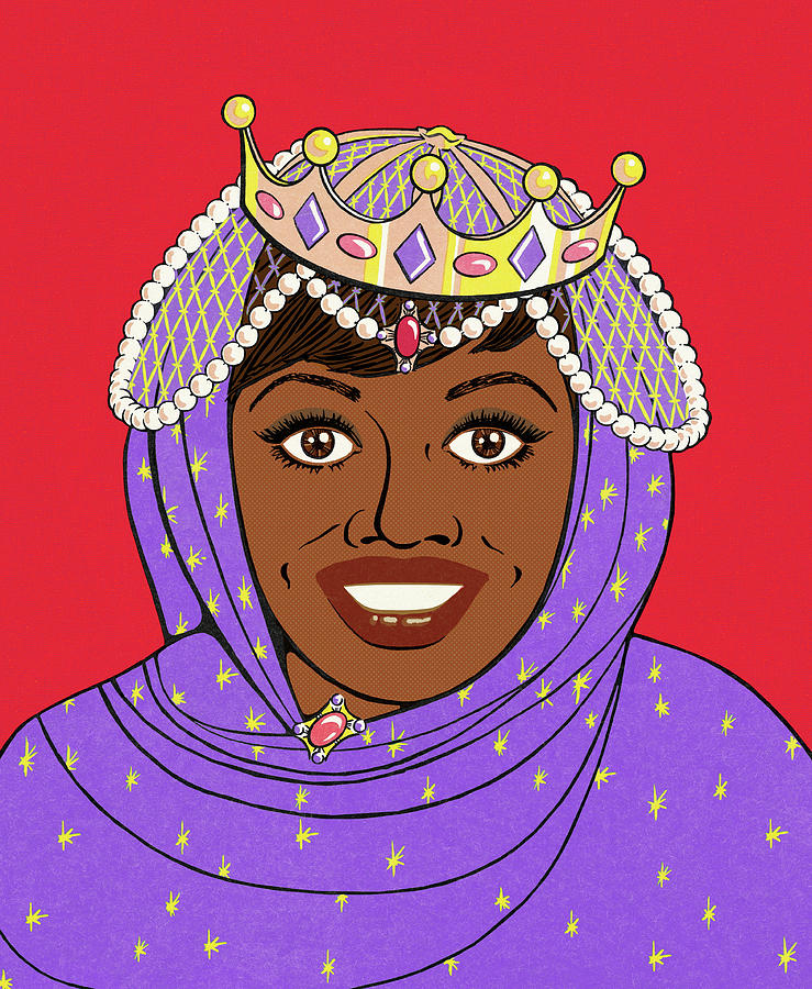 Queen Drawing - Portrait of a Woman Wearing a Headscarf and Crown by CSA Images